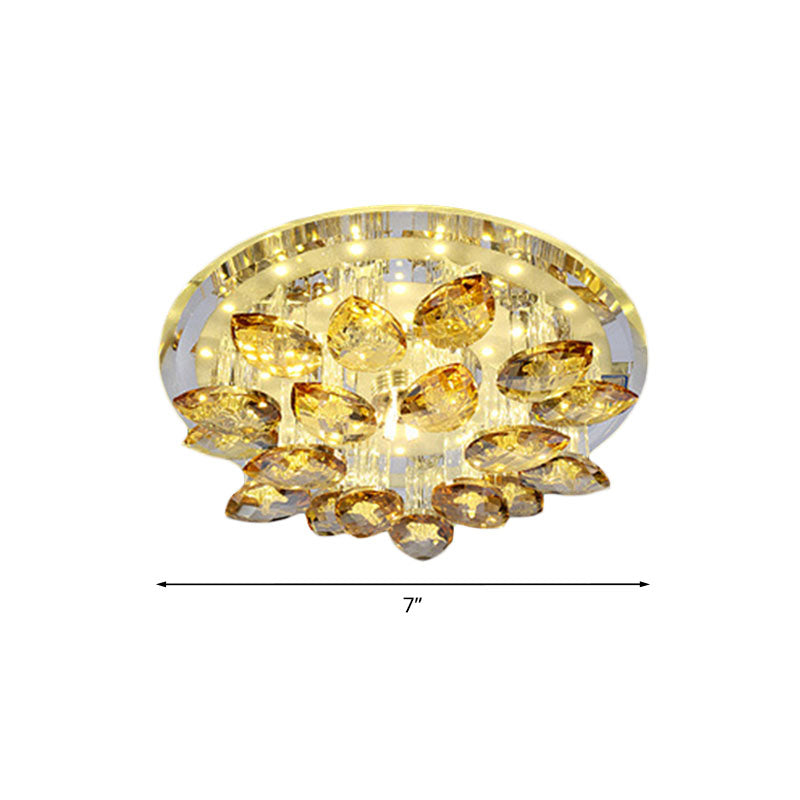 Amber Crystal Flush Mount Lamp Teardrop LED Simple Ceiling Mounted Fixture in Warm/White Light with Prism Column Clearhalo 'Ceiling Lights' 'Close To Ceiling Lights' 'Close to ceiling' 'Flush mount' Lighting' 814022