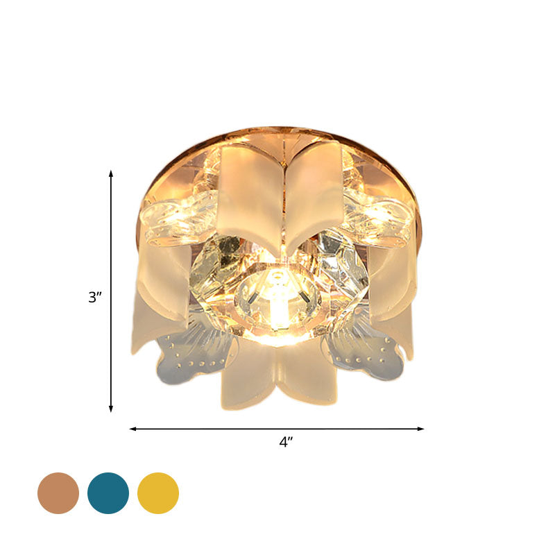 LED Petal Flush Mount Spotlight Modern Blue/Gold/Tan Finish Clear Crystal Ceiling Flush with Wavy Panel Clearhalo 'Ceiling Lights' 'Close To Ceiling Lights' 'Close to ceiling' 'Flush mount' Lighting' 814034