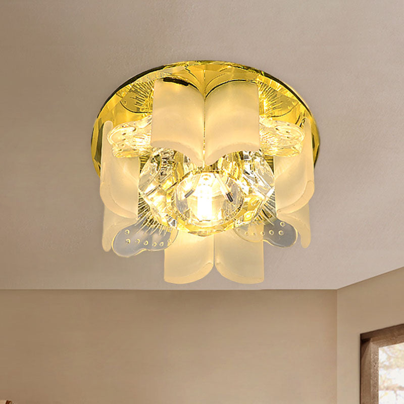 LED Petal Flush Mount Spotlight Modern Blue/Gold/Tan Finish Clear Crystal Ceiling Flush with Wavy Panel Gold Clearhalo 'Ceiling Lights' 'Close To Ceiling Lights' 'Close to ceiling' 'Flush mount' Lighting' 814039