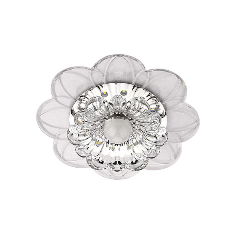 LED Flower Flushmount Contemporary Clear Crystal Ceiling Flush Mount Light in Warm/White/Multi Color Light Clear Clearhalo 'Ceiling Lights' 'Close To Ceiling Lights' 'Close to ceiling' 'Flush mount' Lighting' 814052