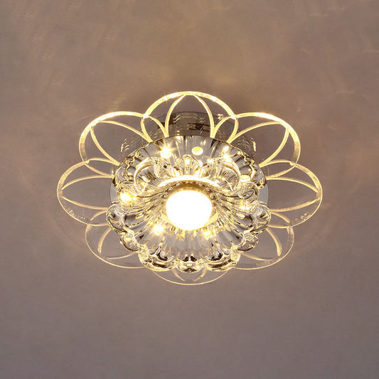 LED Flower Flushmount Contemporary Clear Crystal Ceiling Flush Mount Light in Warm/White/Multi Color Light Clearhalo 'Ceiling Lights' 'Close To Ceiling Lights' 'Close to ceiling' 'Flush mount' Lighting' 814053