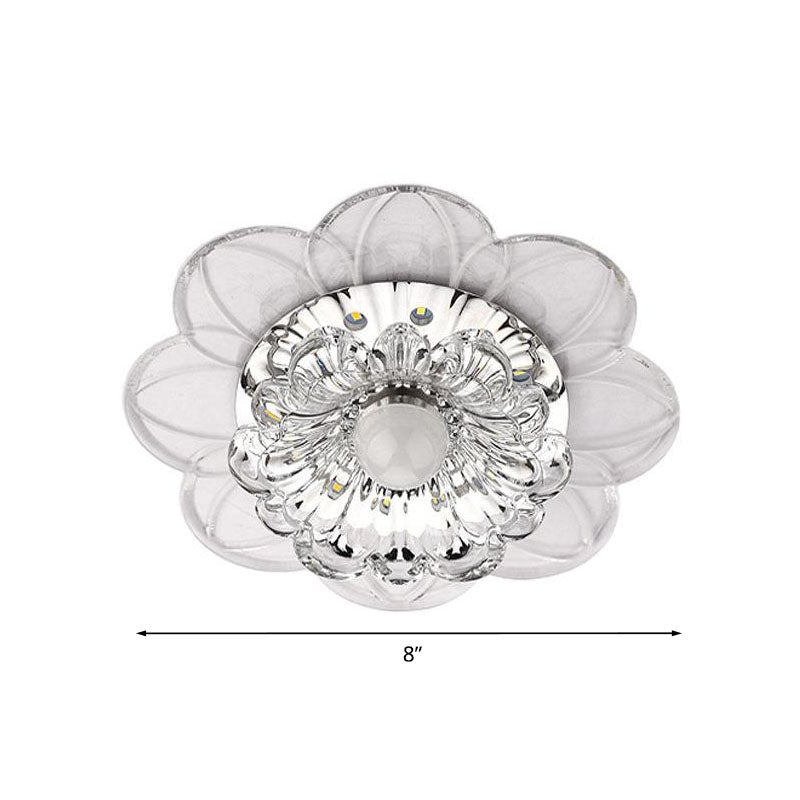 LED Flower Flushmount Contemporary Clear Crystal Ceiling Flush Mount Light in Warm/White/Multi Color Light Clearhalo 'Ceiling Lights' 'Close To Ceiling Lights' 'Close to ceiling' 'Flush mount' Lighting' 814054