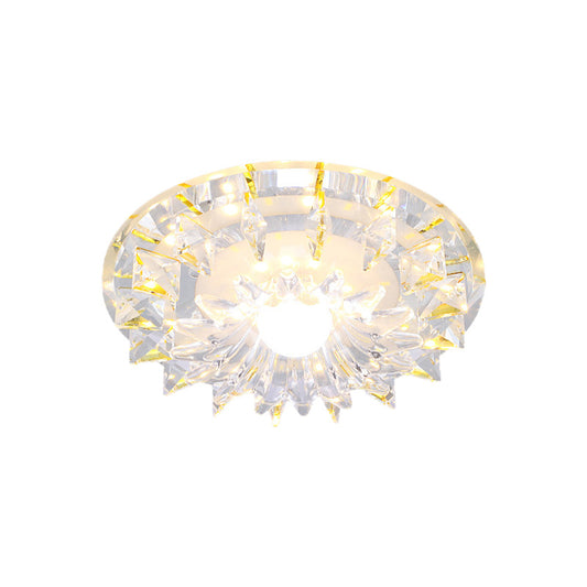 LED Flush Mount Minimalist Corridor Ceiling Light Fixture with Floral Clear Crystal Shade in Warm/White/Multi Color Light Clearhalo 'Ceiling Lights' 'Close To Ceiling Lights' 'Close to ceiling' 'Flush mount' Lighting' 814065
