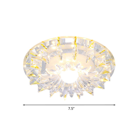 LED Flush Mount Minimalist Corridor Ceiling Light Fixture with Floral Clear Crystal Shade in Warm/White/Multi Color Light Clearhalo 'Ceiling Lights' 'Close To Ceiling Lights' 'Close to ceiling' 'Flush mount' Lighting' 814066