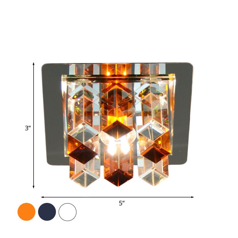 LED Flush Mount Light Minimal Square Blue/Clear/Tan Crystal Block Close to Ceiling Lamp for Hallway Clearhalo 'Ceiling Lights' 'Close To Ceiling Lights' 'Close to ceiling' 'Flush mount' Lighting' 814094