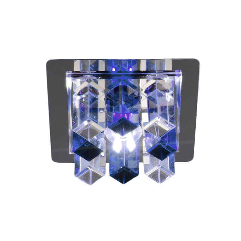 LED Flush Mount Light Minimal Square Blue/Clear/Tan Crystal Block Close to Ceiling Lamp for Hallway Clearhalo 'Ceiling Lights' 'Close To Ceiling Lights' 'Close to ceiling' 'Flush mount' Lighting' 814098