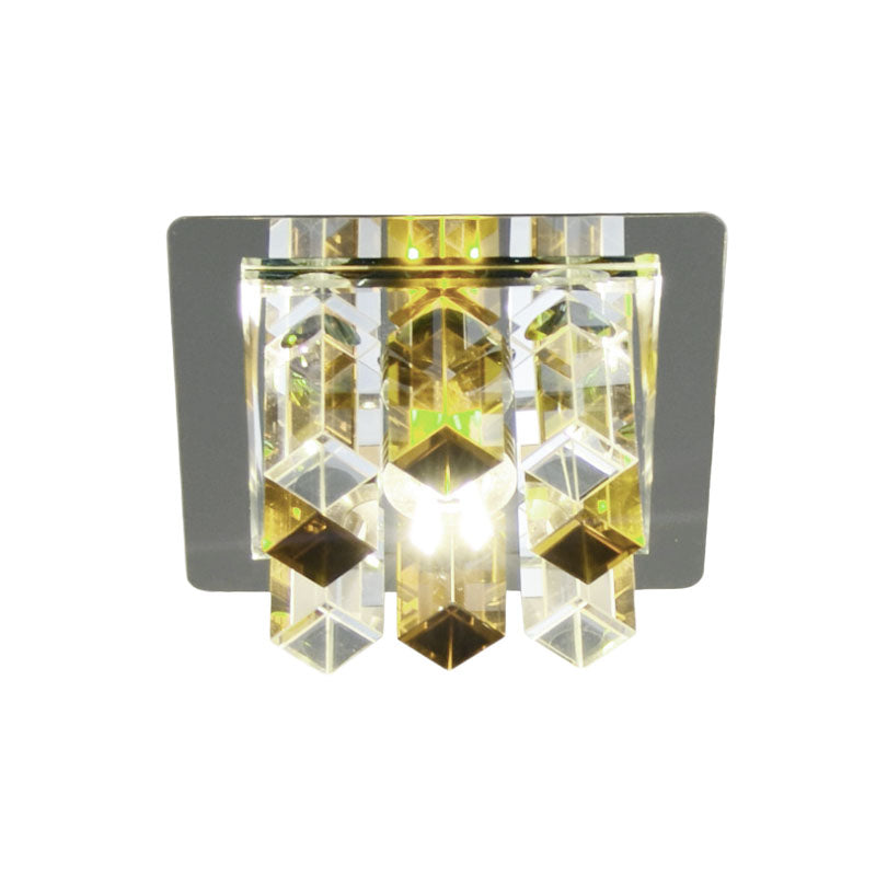 LED Flush Mount Light Minimal Square Blue/Clear/Tan Crystal Block Close to Ceiling Lamp for Hallway Clearhalo 'Ceiling Lights' 'Close To Ceiling Lights' 'Close to ceiling' 'Flush mount' Lighting' 814102