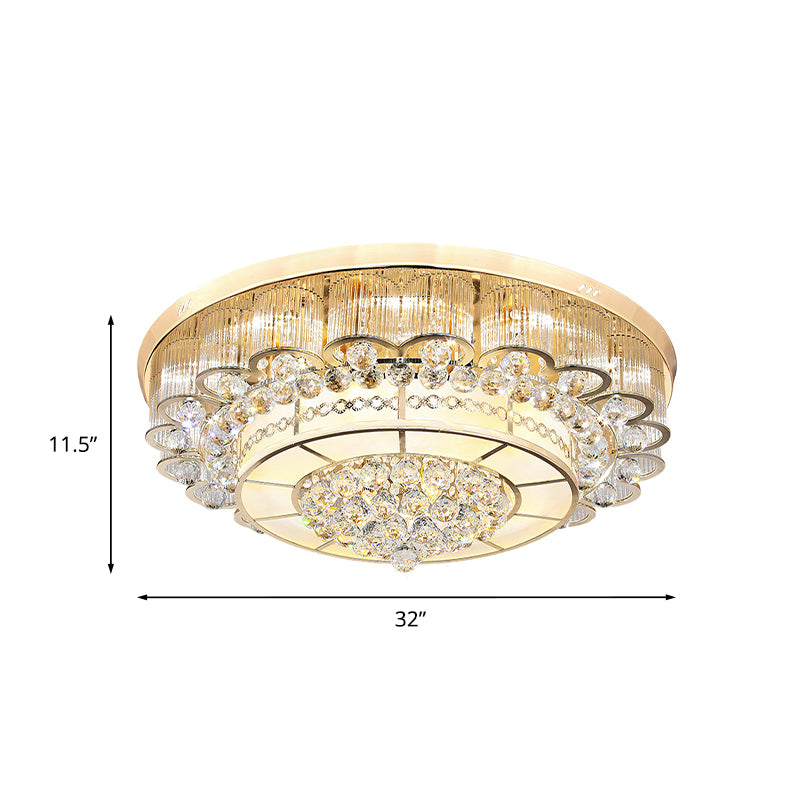 Modern Tiered Round Flush Mount Lighting 24"/32" W LED Crystal Ball Ceiling Lamp in Chrome for Living Room Clearhalo 'Ceiling Lights' 'Close To Ceiling Lights' 'Close to ceiling' 'Flush mount' Lighting' 814114