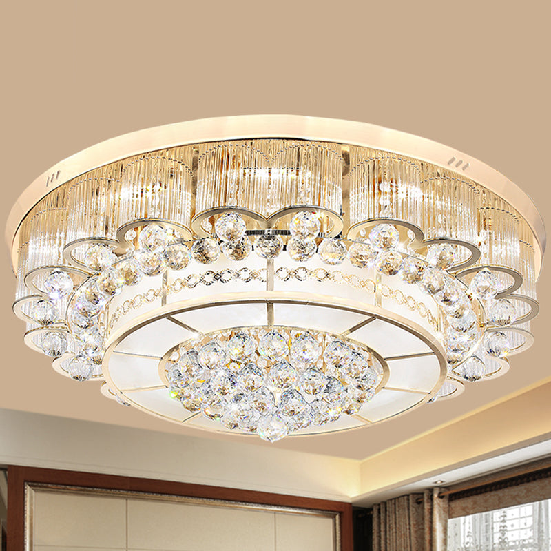 Modern Tiered Round Flush Mount Lighting 24"/32" W LED Crystal Ball Ceiling Lamp in Chrome for Living Room Chrome 24" Clearhalo 'Ceiling Lights' 'Close To Ceiling Lights' 'Close to ceiling' 'Flush mount' Lighting' 814115