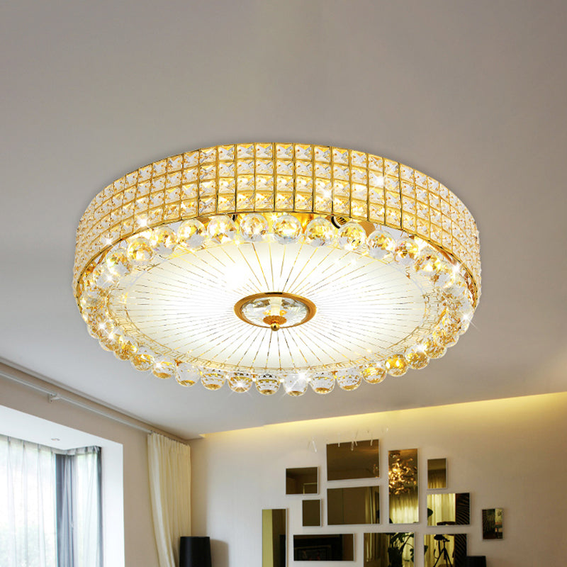 Round Inserted Crystal Flush Light Contemporary 16"/24" Wide LED Bedroom Close to Ceiling Lamp in Silver/Gold Gold Clearhalo 'Ceiling Lights' 'Close To Ceiling Lights' 'Close to ceiling' 'Flush mount' Lighting' 814133