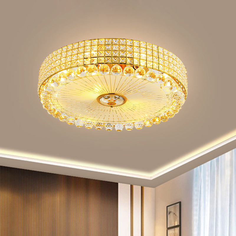 Round Inserted Crystal Flush Light Contemporary 16"/24" Wide LED Bedroom Close to Ceiling Lamp in Silver/Gold Clearhalo 'Ceiling Lights' 'Close To Ceiling Lights' 'Close to ceiling' 'Flush mount' Lighting' 814134