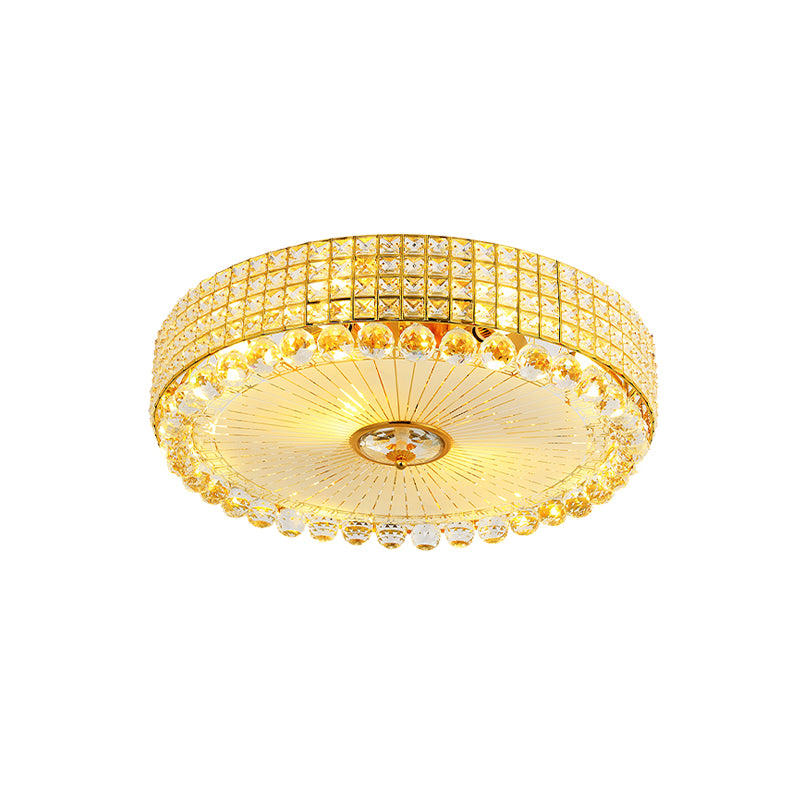 Round Inserted Crystal Flush Light Contemporary 16"/24" Wide LED Bedroom Close to Ceiling Lamp in Silver/Gold Clearhalo 'Ceiling Lights' 'Close To Ceiling Lights' 'Close to ceiling' 'Flush mount' Lighting' 814135