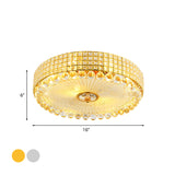 Round Inserted Crystal Flush Light Contemporary 16"/24" Wide LED Bedroom Close to Ceiling Lamp in Silver/Gold Clearhalo 'Ceiling Lights' 'Close To Ceiling Lights' 'Close to ceiling' 'Flush mount' Lighting' 814136