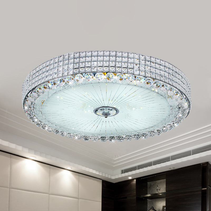 Round Inserted Crystal Flush Light Contemporary 16"/24" Wide LED Bedroom Close to Ceiling Lamp in Silver/Gold Silver Clearhalo 'Ceiling Lights' 'Close To Ceiling Lights' 'Close to ceiling' 'Flush mount' Lighting' 814138