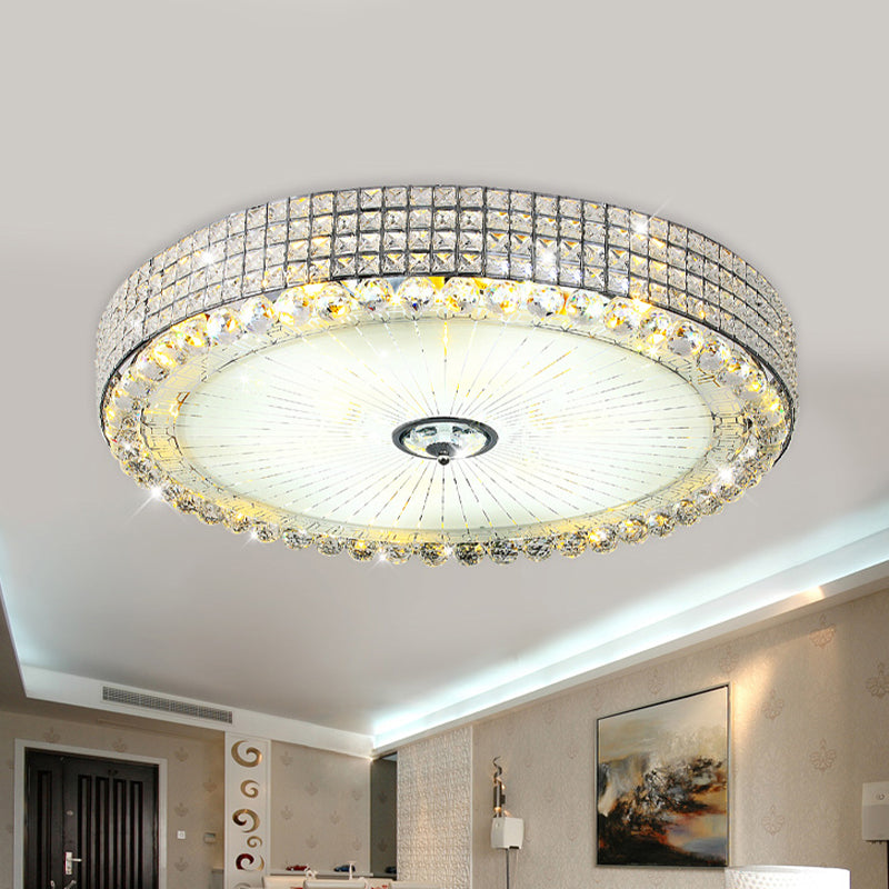 Round Inserted Crystal Flush Light Contemporary 16"/24" Wide LED Bedroom Close to Ceiling Lamp in Silver/Gold Clearhalo 'Ceiling Lights' 'Close To Ceiling Lights' 'Close to ceiling' 'Flush mount' Lighting' 814139