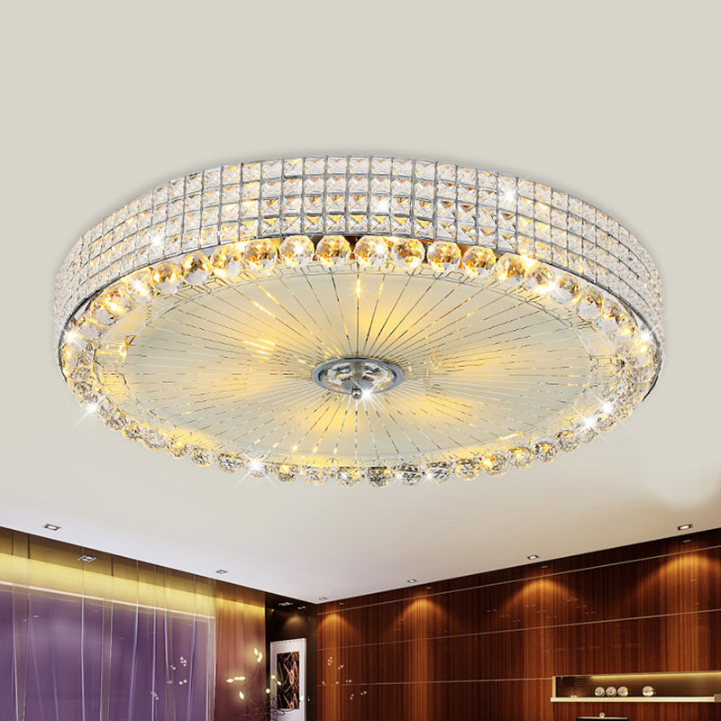 Round Inserted Crystal Flush Light Contemporary 16"/24" Wide LED Bedroom Close to Ceiling Lamp in Silver/Gold Clearhalo 'Ceiling Lights' 'Close To Ceiling Lights' 'Close to ceiling' 'Flush mount' Lighting' 814140