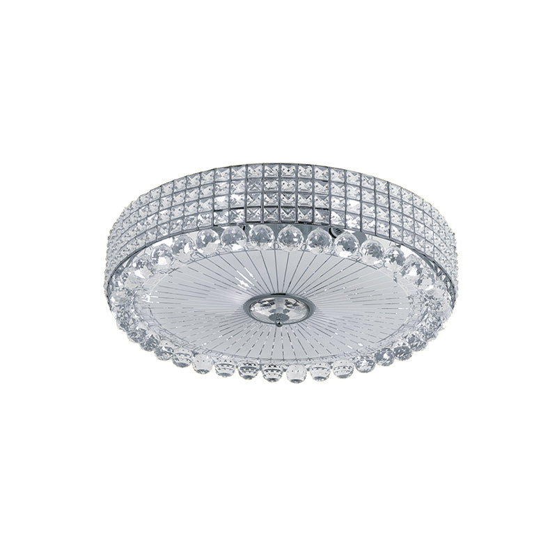 Round Inserted Crystal Flush Light Contemporary 16"/24" Wide LED Bedroom Close to Ceiling Lamp in Silver/Gold Clearhalo 'Ceiling Lights' 'Close To Ceiling Lights' 'Close to ceiling' 'Flush mount' Lighting' 814141