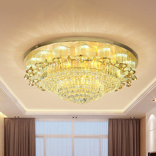 Gold Layered Round Flushmount Light Minimal Faceted Crystal LED Living Room Ceiling Flush Mount Gold Clearhalo 'Ceiling Lights' 'Close To Ceiling Lights' 'Close to ceiling' 'Flush mount' Lighting' 814146