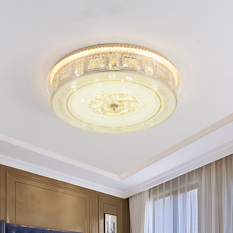 LED Crystal Flush Mount Spotlight Modernist Gold Round/Square Living Room Flower Pattern Ceiling Lighting Gold Round Clearhalo 'Ceiling Lights' 'Close To Ceiling Lights' 'Close to ceiling' 'Flush mount' Lighting' 814155