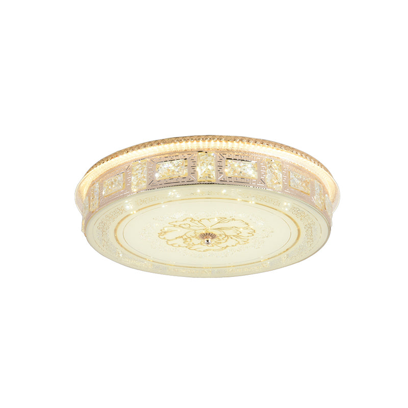 LED Crystal Flush Mount Spotlight Modernist Gold Round/Square Living Room Flower Pattern Ceiling Lighting Clearhalo 'Ceiling Lights' 'Close To Ceiling Lights' 'Close to ceiling' 'Flush mount' Lighting' 814157