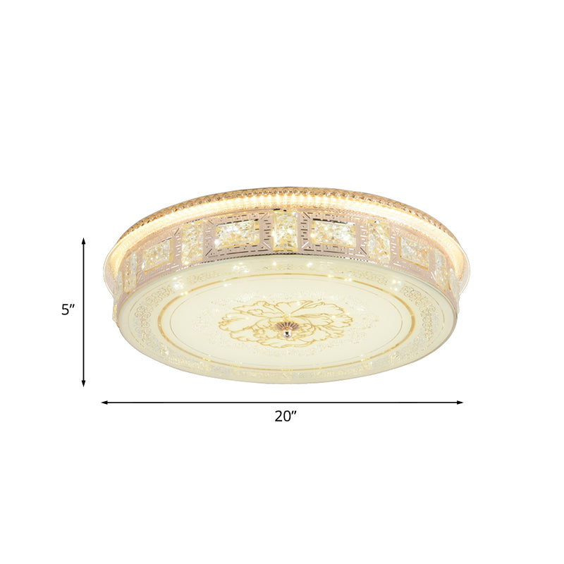 LED Crystal Flush Mount Spotlight Modernist Gold Round/Square Living Room Flower Pattern Ceiling Lighting Clearhalo 'Ceiling Lights' 'Close To Ceiling Lights' 'Close to ceiling' 'Flush mount' Lighting' 814158