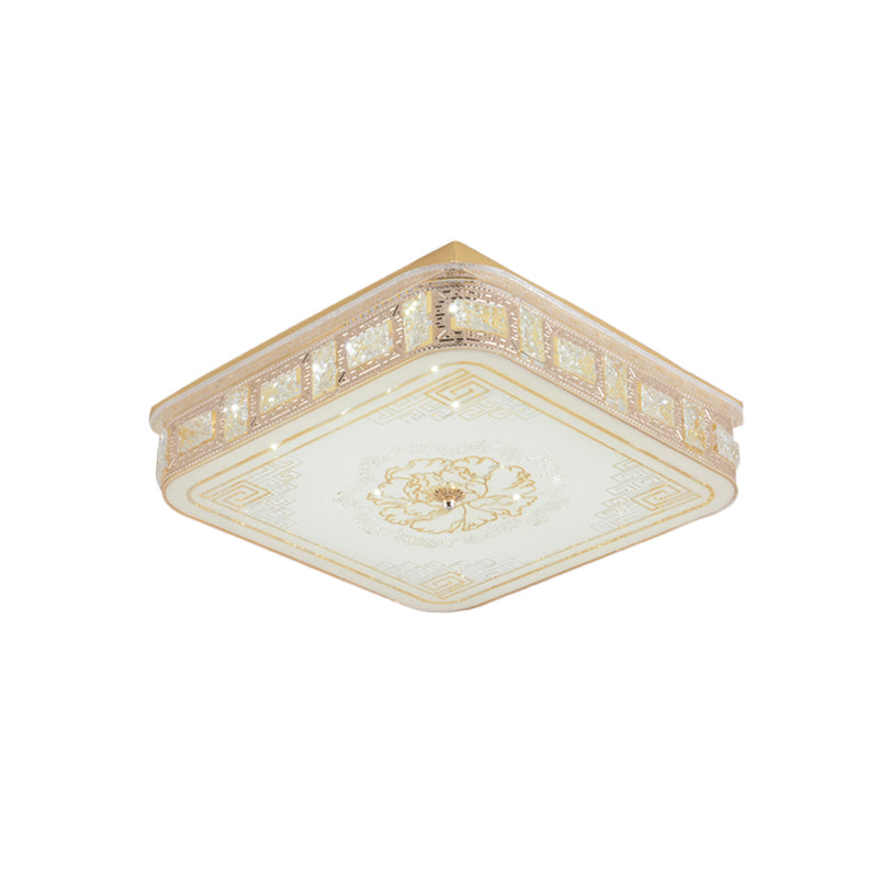 LED Crystal Flush Mount Spotlight Modernist Gold Round/Square Living Room Flower Pattern Ceiling Lighting Clearhalo 'Ceiling Lights' 'Close To Ceiling Lights' 'Close to ceiling' 'Flush mount' Lighting' 814162