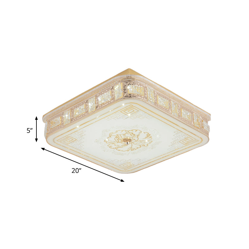 LED Crystal Flush Mount Spotlight Modernist Gold Round/Square Living Room Flower Pattern Ceiling Lighting Clearhalo 'Ceiling Lights' 'Close To Ceiling Lights' 'Close to ceiling' 'Flush mount' Lighting' 814163