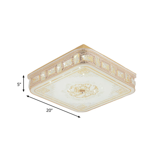 LED Crystal Flush Mount Spotlight Modernist Gold Round/Square Living Room Flower Pattern Ceiling Lighting Clearhalo 'Ceiling Lights' 'Close To Ceiling Lights' 'Close to ceiling' 'Flush mount' Lighting' 814163