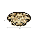 Clear Crystal Nickel Flush Mount Lamp Flower LED Simple Ceiling Mounted Light with Ring Design, 24"/32" W Clearhalo 'Ceiling Lights' 'Close To Ceiling Lights' 'Close to ceiling' 'Flush mount' Lighting' 814172