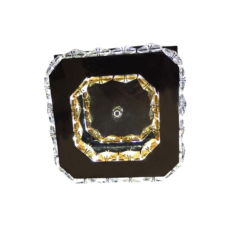 Modern Tiered Square Flush Mount Fixture LED Faceted Crystal Ceiling Mounted Light in Stainless-Steel for Bedroom, Warm/White Light Clearhalo 'Ceiling Lights' 'Close To Ceiling Lights' 'Close to ceiling' 'Flush mount' Lighting' 814176