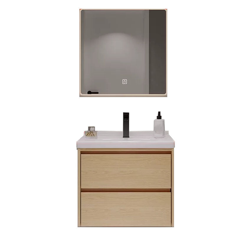 Wood Frame Bathroom Vanity Rectangular 2 Drawers Wall-Mounted Single Sink with Door Clearhalo 'Bathroom Remodel & Bathroom Fixtures' 'Bathroom Vanities' 'bathroom_vanities' 'Home Improvement' 'home_improvement' 'home_improvement_bathroom_vanities' 8141826