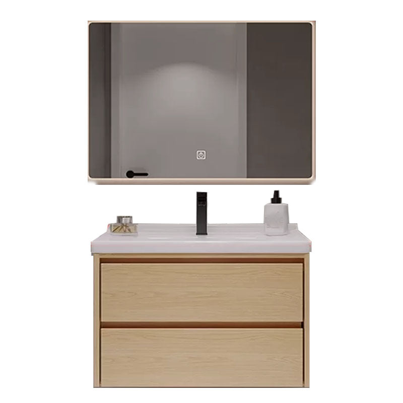 Wood Frame Bathroom Vanity Rectangular 2 Drawers Wall-Mounted Single Sink with Door Clearhalo 'Bathroom Remodel & Bathroom Fixtures' 'Bathroom Vanities' 'bathroom_vanities' 'Home Improvement' 'home_improvement' 'home_improvement_bathroom_vanities' 8141831
