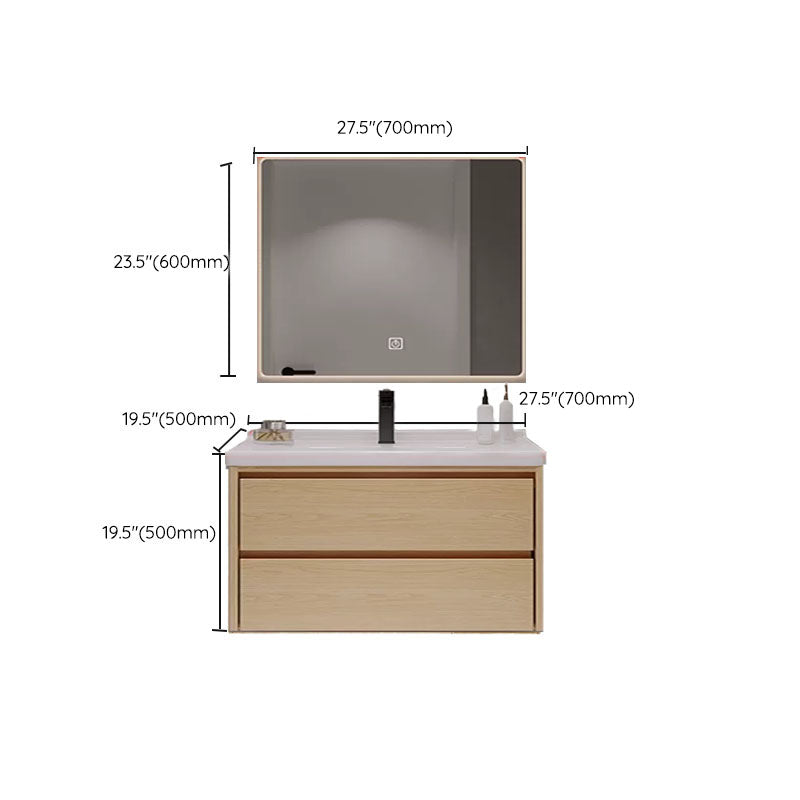 Wood Frame Bathroom Vanity Rectangular 2 Drawers Wall-Mounted Single Sink with Door Clearhalo 'Bathroom Remodel & Bathroom Fixtures' 'Bathroom Vanities' 'bathroom_vanities' 'Home Improvement' 'home_improvement' 'home_improvement_bathroom_vanities' 8141841