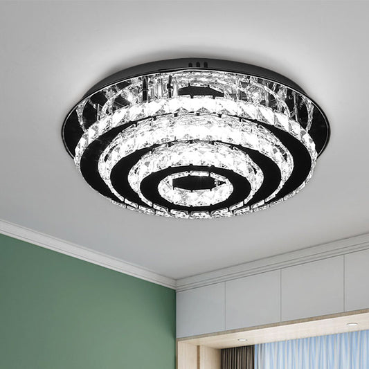 Tiered Ring Crystal Flush Mount Light Fixture Simple Style LED Bedroom Ceiling Flush in Chrome Chrome Clearhalo 'Ceiling Lights' 'Close To Ceiling Lights' 'Close to ceiling' 'Flush mount' Lighting' 814186