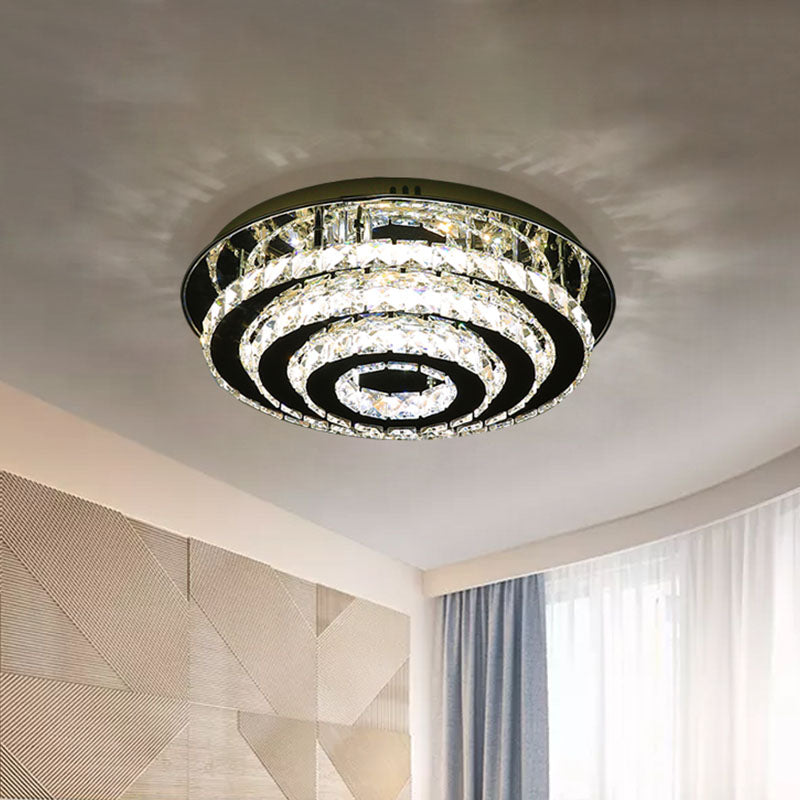 Tiered Ring Crystal Flush Mount Light Fixture Simple Style LED Bedroom Ceiling Flush in Chrome Clearhalo 'Ceiling Lights' 'Close To Ceiling Lights' 'Close to ceiling' 'Flush mount' Lighting' 814187