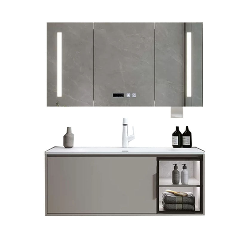 Modern Bathroom Sink Vanity Stainless Steel Wall-Mounted with Soft Close Door Clearhalo 'Bathroom Remodel & Bathroom Fixtures' 'Bathroom Vanities' 'bathroom_vanities' 'Home Improvement' 'home_improvement' 'home_improvement_bathroom_vanities' 8141949