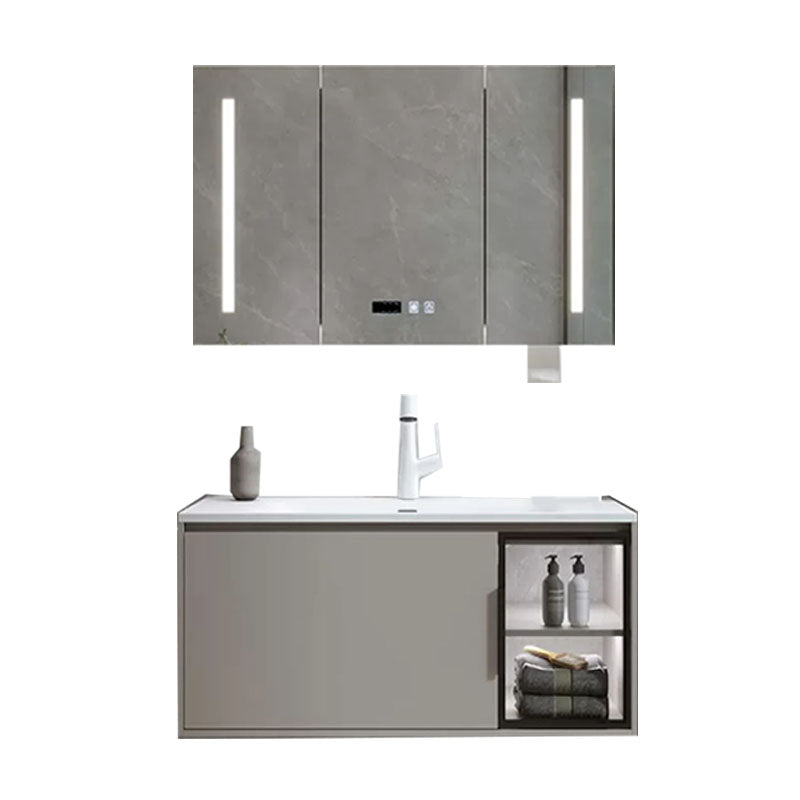 Modern Bathroom Sink Vanity Stainless Steel Wall-Mounted with Soft Close Door Clearhalo 'Bathroom Remodel & Bathroom Fixtures' 'Bathroom Vanities' 'bathroom_vanities' 'Home Improvement' 'home_improvement' 'home_improvement_bathroom_vanities' 8141951