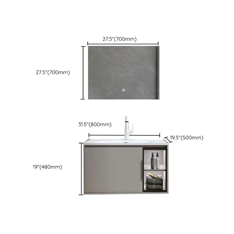 Modern Bathroom Sink Vanity Stainless Steel Wall-Mounted with Soft Close Door Clearhalo 'Bathroom Remodel & Bathroom Fixtures' 'Bathroom Vanities' 'bathroom_vanities' 'Home Improvement' 'home_improvement' 'home_improvement_bathroom_vanities' 8141954