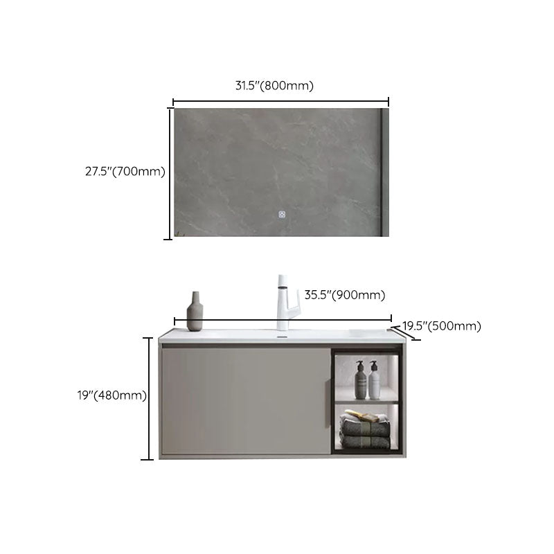 Modern Bathroom Sink Vanity Stainless Steel Wall-Mounted with Soft Close Door Clearhalo 'Bathroom Remodel & Bathroom Fixtures' 'Bathroom Vanities' 'bathroom_vanities' 'Home Improvement' 'home_improvement' 'home_improvement_bathroom_vanities' 8141955