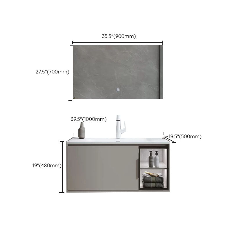 Modern Bathroom Sink Vanity Stainless Steel Wall-Mounted with Soft Close Door Clearhalo 'Bathroom Remodel & Bathroom Fixtures' 'Bathroom Vanities' 'bathroom_vanities' 'Home Improvement' 'home_improvement' 'home_improvement_bathroom_vanities' 8141956
