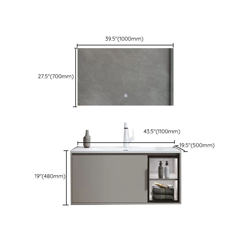 Modern Bathroom Sink Vanity Stainless Steel Wall-Mounted with Soft Close Door Clearhalo 'Bathroom Remodel & Bathroom Fixtures' 'Bathroom Vanities' 'bathroom_vanities' 'Home Improvement' 'home_improvement' 'home_improvement_bathroom_vanities' 8141957