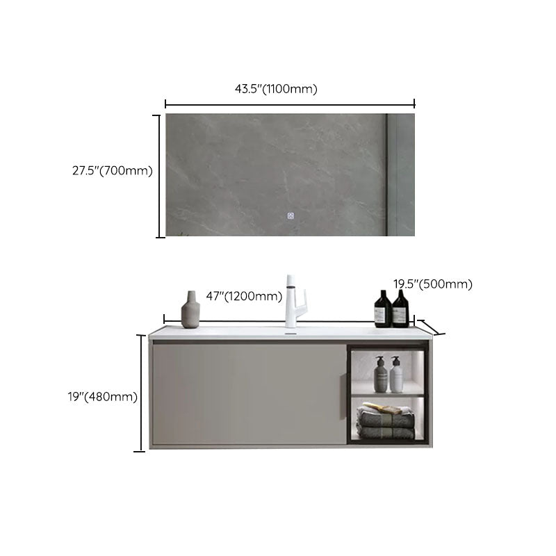 Modern Bathroom Sink Vanity Stainless Steel Wall-Mounted with Soft Close Door Clearhalo 'Bathroom Remodel & Bathroom Fixtures' 'Bathroom Vanities' 'bathroom_vanities' 'Home Improvement' 'home_improvement' 'home_improvement_bathroom_vanities' 8141958