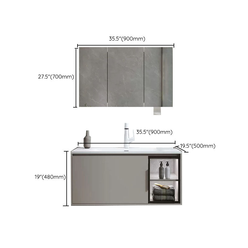 Modern Bathroom Sink Vanity Stainless Steel Wall-Mounted with Soft Close Door Clearhalo 'Bathroom Remodel & Bathroom Fixtures' 'Bathroom Vanities' 'bathroom_vanities' 'Home Improvement' 'home_improvement' 'home_improvement_bathroom_vanities' 8141962