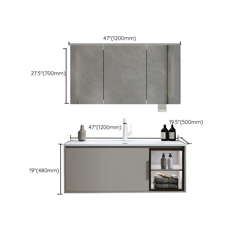 Modern Bathroom Sink Vanity Stainless Steel Wall-Mounted with Soft Close Door Clearhalo 'Bathroom Remodel & Bathroom Fixtures' 'Bathroom Vanities' 'bathroom_vanities' 'Home Improvement' 'home_improvement' 'home_improvement_bathroom_vanities' 8141965