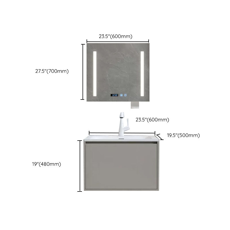 Modern Bathroom Sink Vanity Stainless Steel Wall-Mounted with Soft Close Door Clearhalo 'Bathroom Remodel & Bathroom Fixtures' 'Bathroom Vanities' 'bathroom_vanities' 'Home Improvement' 'home_improvement' 'home_improvement_bathroom_vanities' 8141966
