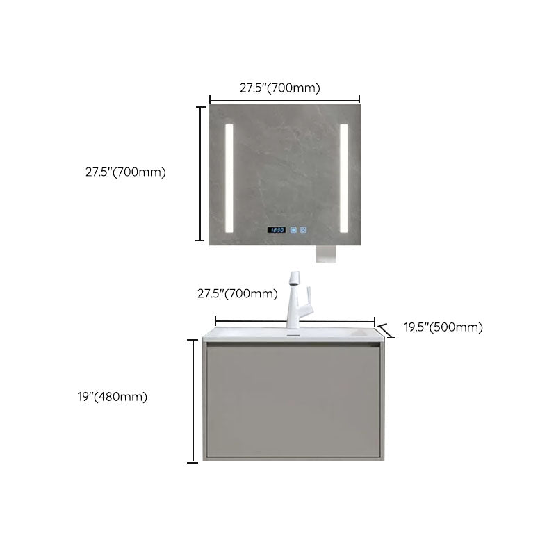 Modern Bathroom Sink Vanity Stainless Steel Wall-Mounted with Soft Close Door Clearhalo 'Bathroom Remodel & Bathroom Fixtures' 'Bathroom Vanities' 'bathroom_vanities' 'Home Improvement' 'home_improvement' 'home_improvement_bathroom_vanities' 8141967