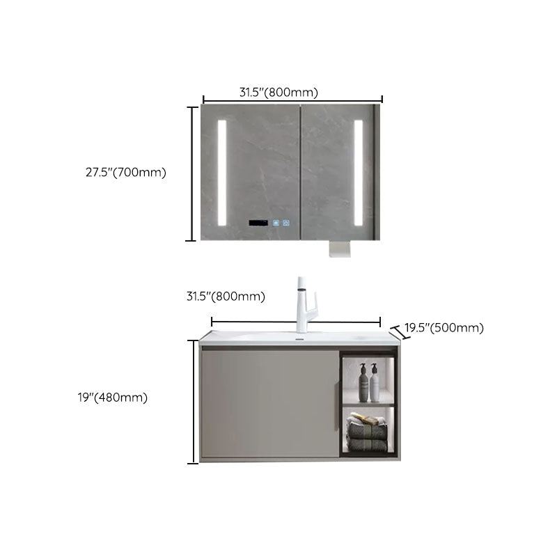 Modern Bathroom Sink Vanity Stainless Steel Wall-Mounted with Soft Close Door Clearhalo 'Bathroom Remodel & Bathroom Fixtures' 'Bathroom Vanities' 'bathroom_vanities' 'Home Improvement' 'home_improvement' 'home_improvement_bathroom_vanities' 8141968