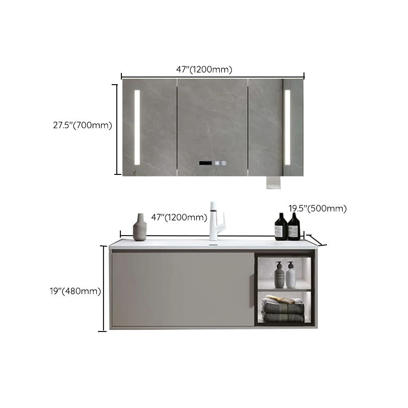 Modern Bathroom Sink Vanity Stainless Steel Wall-Mounted with Soft Close Door Clearhalo 'Bathroom Remodel & Bathroom Fixtures' 'Bathroom Vanities' 'bathroom_vanities' 'Home Improvement' 'home_improvement' 'home_improvement_bathroom_vanities' 8141972
