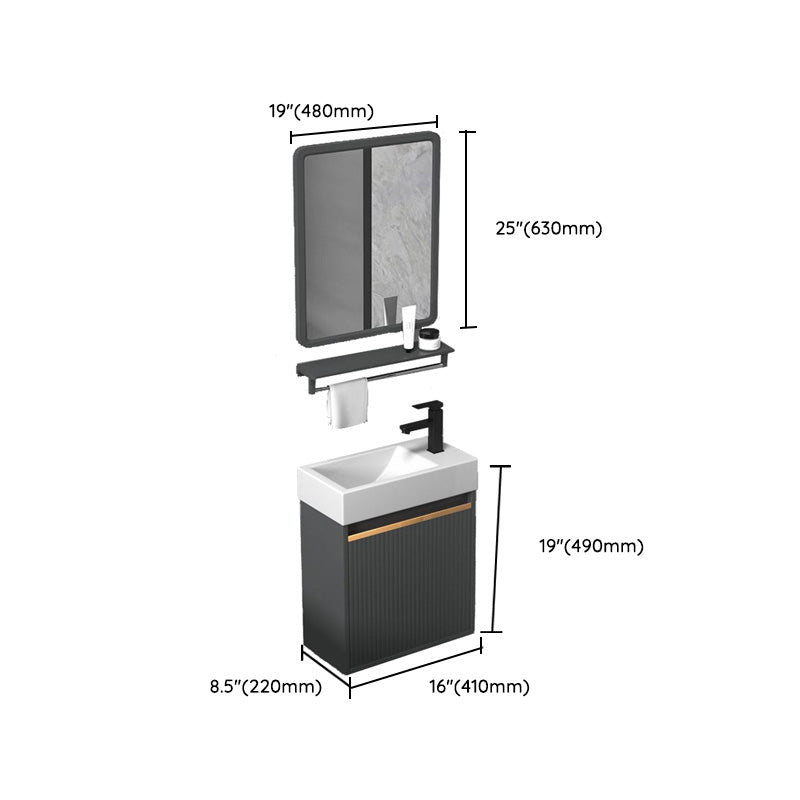 Modern Bathroom Vanity Metal Base Wall-Mounted with Soft Close Door Clearhalo 'Bathroom Remodel & Bathroom Fixtures' 'Bathroom Vanities' 'bathroom_vanities' 'Home Improvement' 'home_improvement' 'home_improvement_bathroom_vanities' 8142002