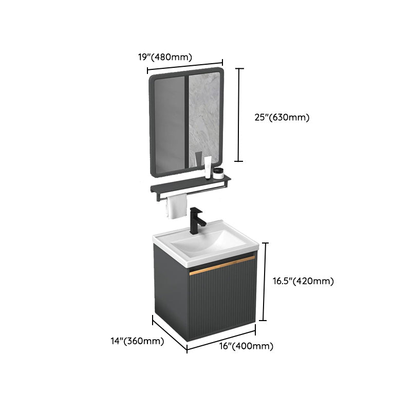 Modern Bathroom Vanity Metal Base Wall-Mounted with Soft Close Door Clearhalo 'Bathroom Remodel & Bathroom Fixtures' 'Bathroom Vanities' 'bathroom_vanities' 'Home Improvement' 'home_improvement' 'home_improvement_bathroom_vanities' 8142004